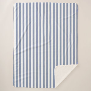 Couverture Sherpa Bleu gris et blanc rayures de bonbons