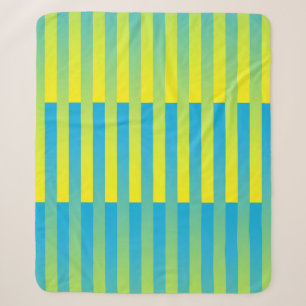 Couverture Sherpa Bleu Jaune Vert Motif Rayé