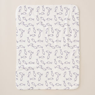 Couverture Sherpa Bleu Motif de poisson élégant thème de la mer