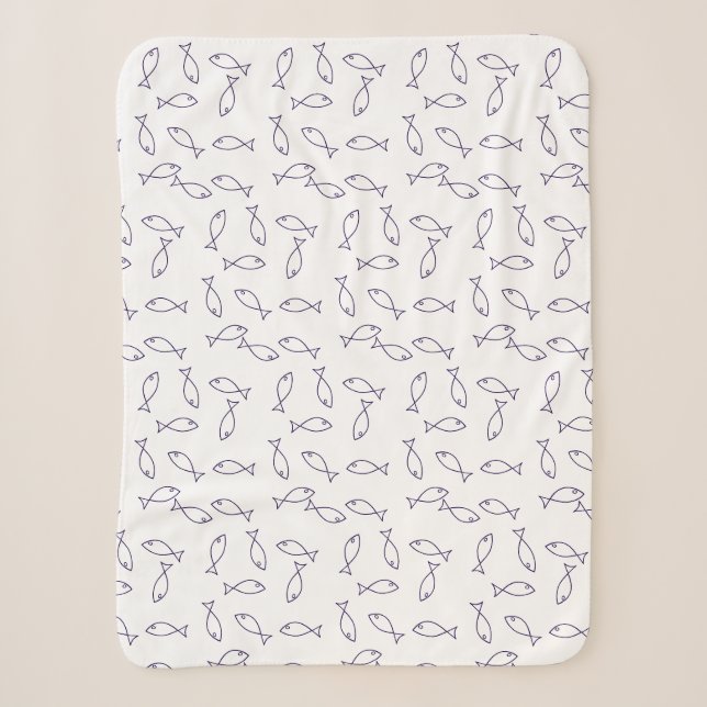 Couverture Sherpa Bleu Motif de poisson élégant thème de la mer (Devant)