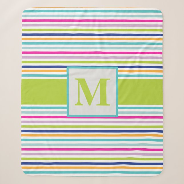 Couverture Sherpa Bleu, Orange, Rose, Vert, Turquoise (Devant)