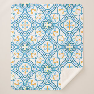 Couverture Sherpa Bleu tribal ethnique sans frontières motif