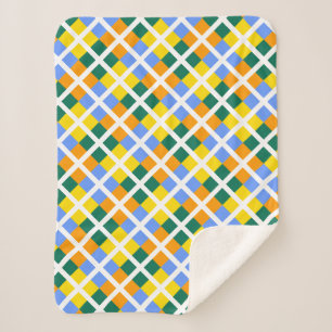 Couverture Sherpa Bleu Vert Jaune Orange