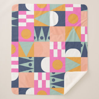 Couverture Sherpa Bloc de couleur africain, motif géométrique.