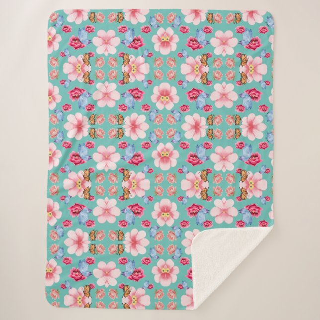 Couverture Sherpa Blooming flower garden (Devant)