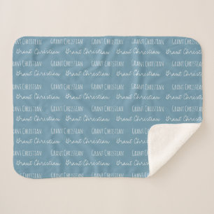 Couverture Sherpa Blue Baby Boy Blanket Nom personnalisé répété