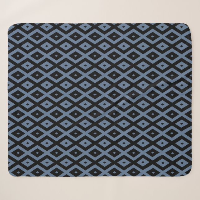 Couverture Sherpa Blue grey and black diamond pattern (Devant (Horizontal))