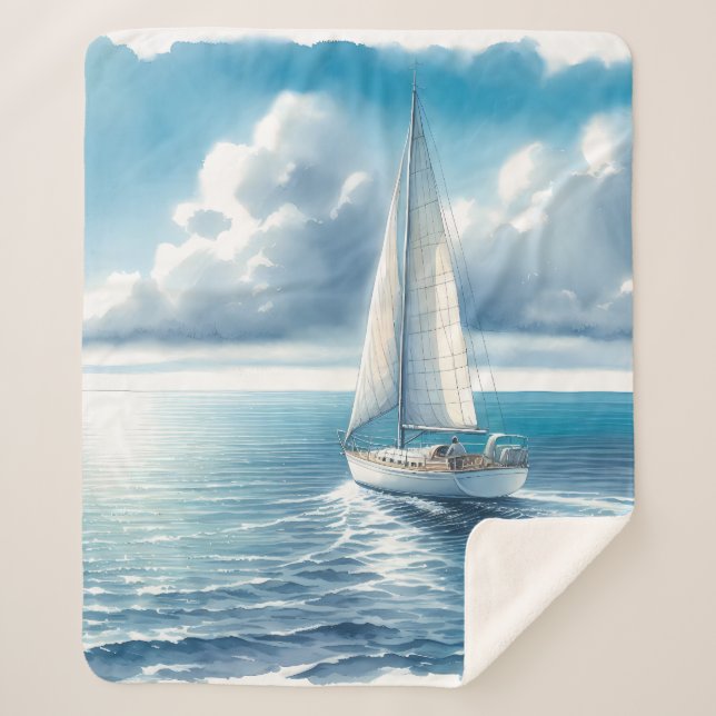 Couverture Sherpa Blue Horizon Solitary Sailboat (Devant)
