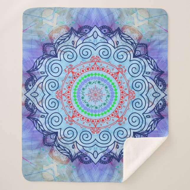 Couverture Sherpa Blue Mándala (Devant)