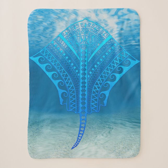 Couverture Sherpa Blue Tribal Stingray (Devant)