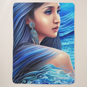Couverture Sherpa Blue Woman Portrait Imaginaire Surréalisme Abstrai