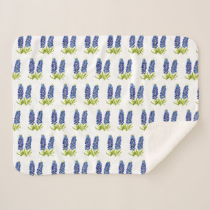 Couverture Sherpa Bluebonnets Texas Flowers Fleur sauvage Aquarelle