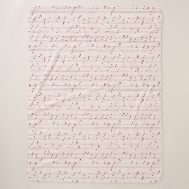 Couverture Sherpa Blush Pink Brown Music Notes   (Devant)