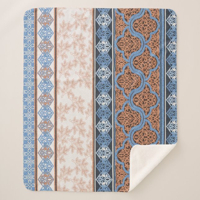 Couverture Sherpa Boho Floral Stripes : Ethnic Seamless Collection (Devant)
