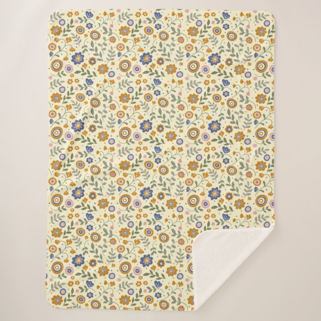 Couverture Sherpa Boho motif 01,w Lyellow BG (Devant)
