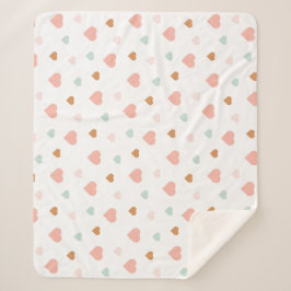 Couverture Sherpa Boho petite fille pastel coeur d'amour