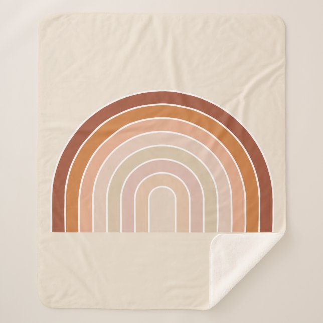 Couverture Sherpa Boho Rainbow Beige Terracotta (Devant)