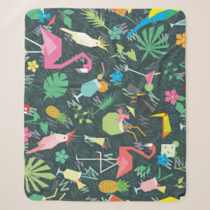 Couverture Sherpa Boissons D'Oiseaux Tropicaux : Vibrant Sans Fil.