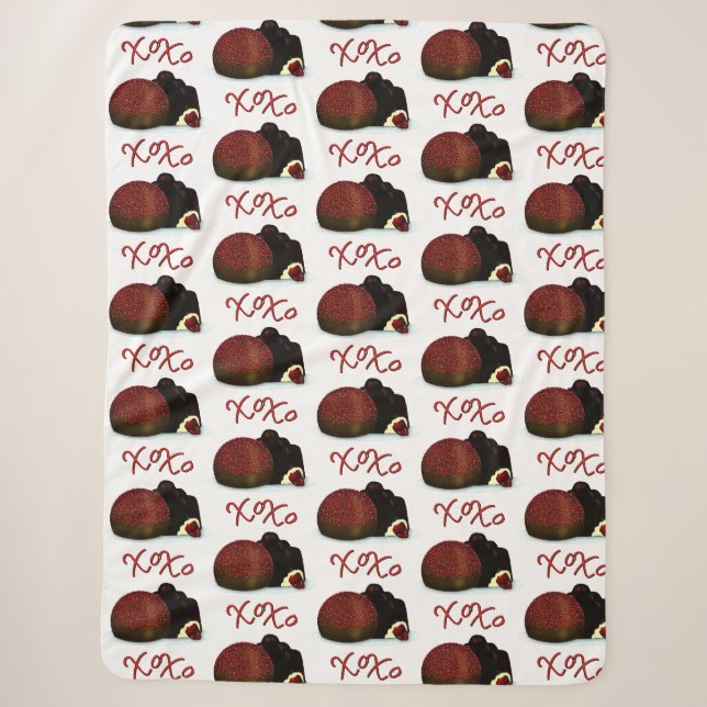 Couverture Sherpa Bonbon Valentin XOXO et chocolat noir (Devant)