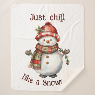 Couverture Sherpa Bonhomme de neige de Noël, citation détente amusan
