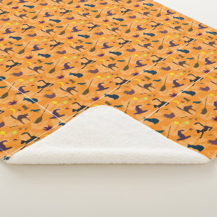 Couverture Sherpa Bonjour sorcière - sans couture motif Halloween.