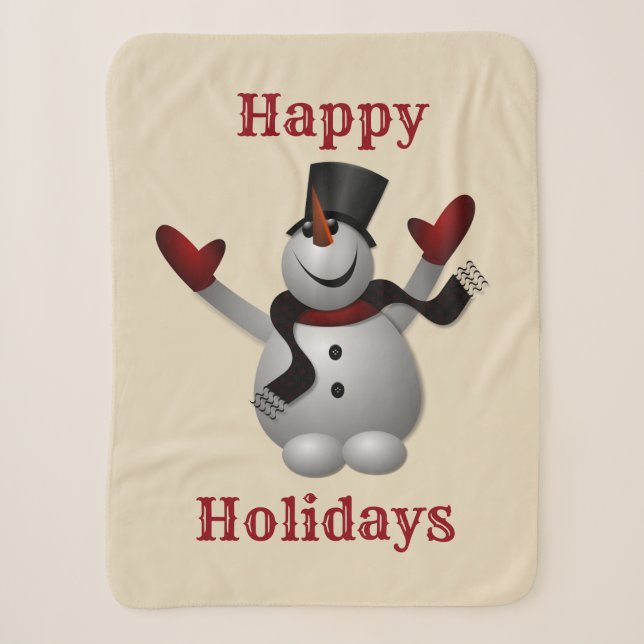 Couverture Sherpa Bonnes fêtes bonhomme de neige (Devant)