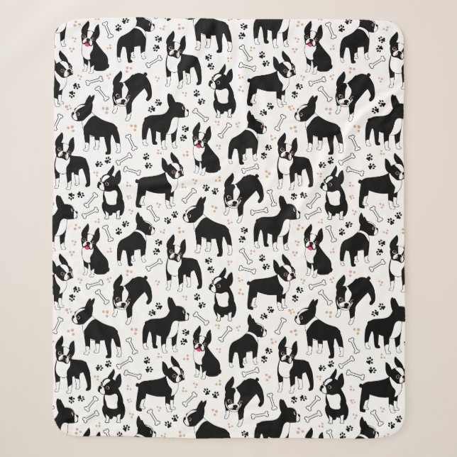 Couverture Sherpa Boston Terrier Playtime Cute Dogs (Devant)