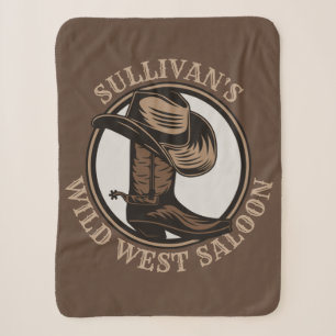 Couverture Sherpa Bottes de cowboy Occidentales Wild West personnali