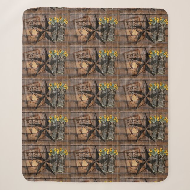 Couverture Sherpa Bottes Russe Texas Star Western Pistol Cowboy (Devant)