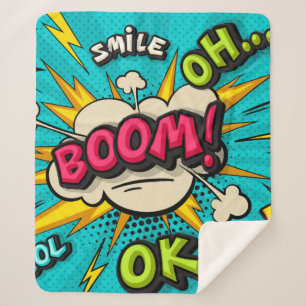 Couverture Sherpa Bouillonnante bulle de pop art. Souriez, wow, pow,