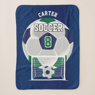 Couverture Sherpa Boule de football en vert foncé et bleu