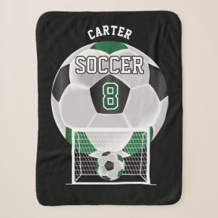 Couverture Sherpa Boule de football en vert foncé et noir
