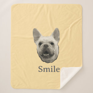 Couverture Sherpa Bouledogue Français Beige Sourire