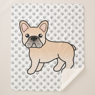 Couverture Sherpa Bouledogue français crème Chien de dessin animé mi