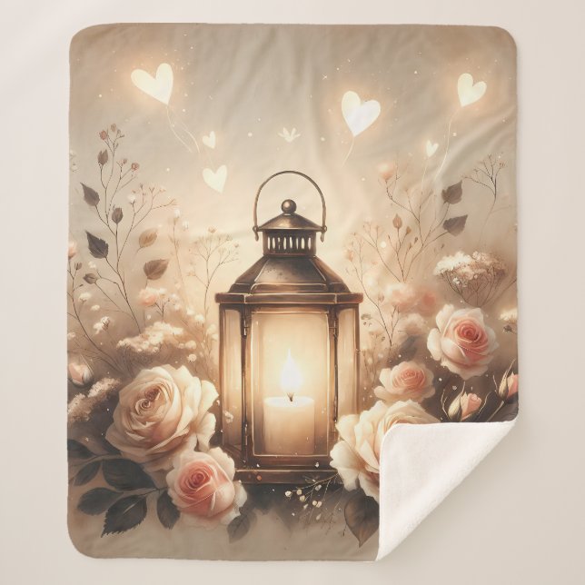 Couverture Sherpa Bouquet de lanterne rose Glow (Devant)