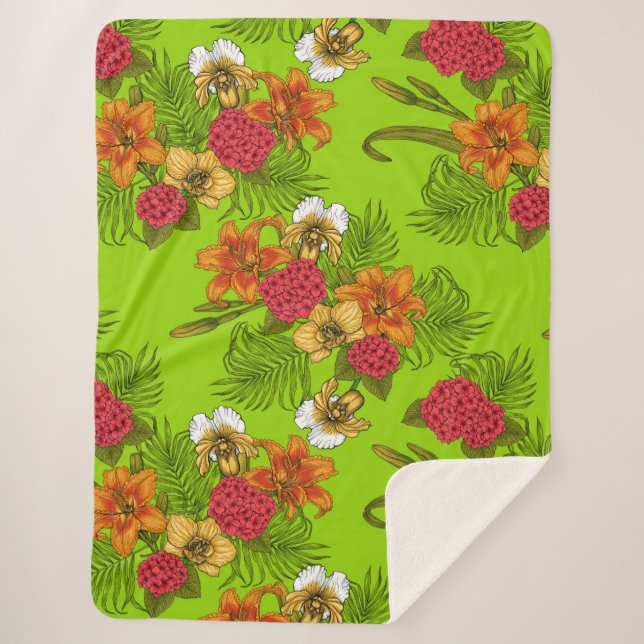 Couverture Sherpa Bouquet tropical (Devant)