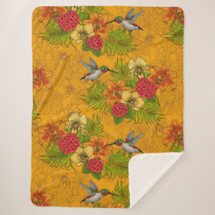 Couverture Sherpa Bouquet tropical et colibris 2
