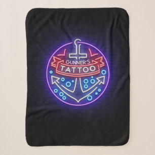 Couverture Sherpa Boutique de tatouage personnalisée Style néon naut