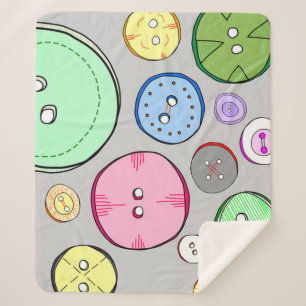 Couverture Sherpa Boutons pastel colorés