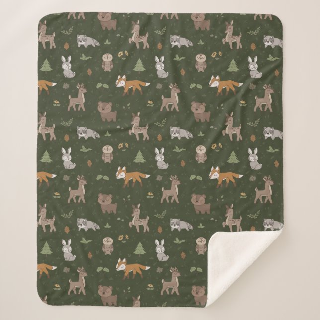 Couverture Sherpa Boutons verts en bois dormant (Devant)