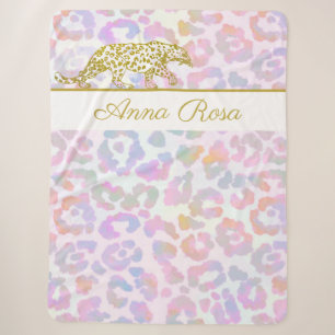 Couverture Sherpa *~* Bouts de teinture Leopard Or Pastel