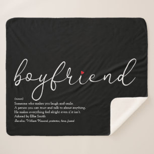 Couverture Sherpa Boyfriend Définition Amour Coeur Élégant Script
