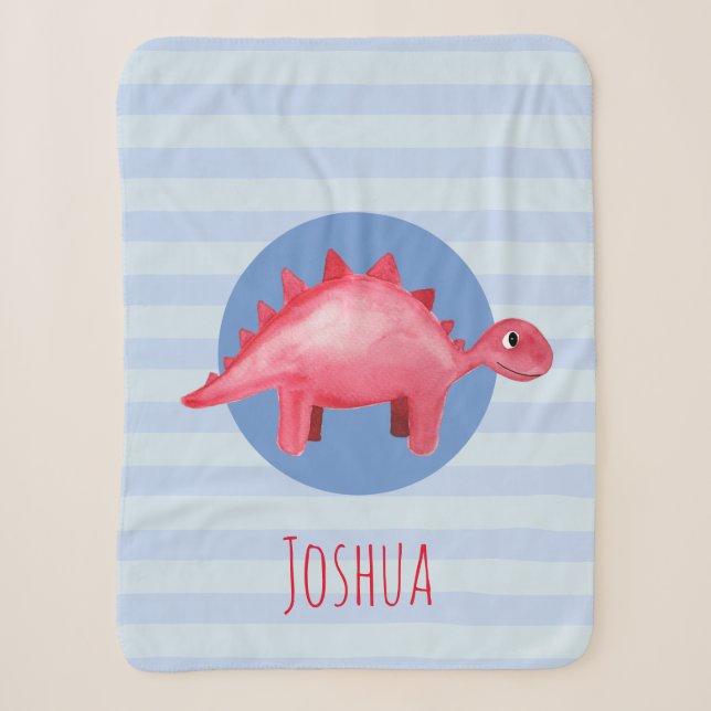 Couverture Sherpa Boys Cute Aquarelle Dinosaur Enfants Bleu (Devant)