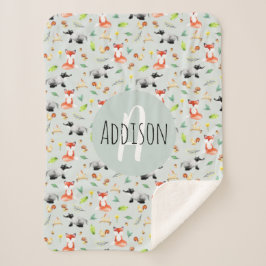 Couverture Sherpa Boys Cute Forest Animal Motif Fox & Nom Enfants