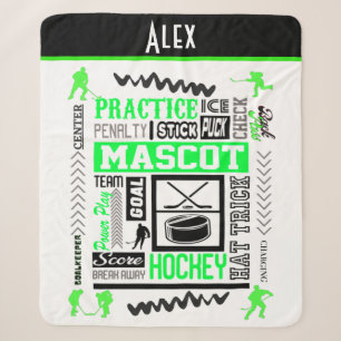 Couverture Sherpa Boys Hockey Terminologie Personnalisée Neon Green