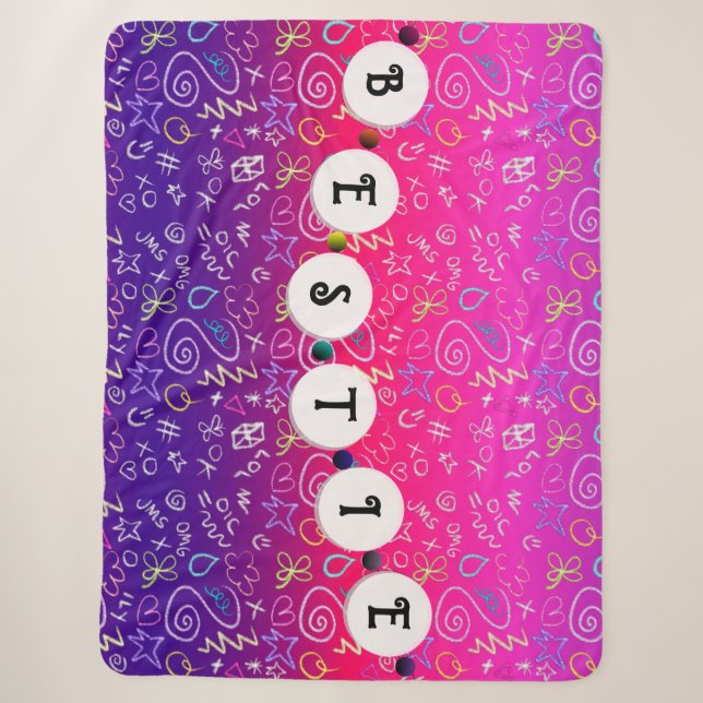 Couverture Sherpa Bracelet Bestie - Conception d'amitié (Devant)
