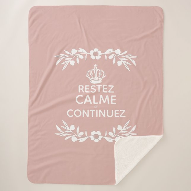 Couverture Sherpa Branche d'olivier rose Français Phase Keep Calm Ca (Devant)