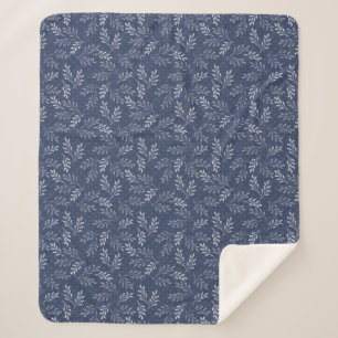 Couverture Sherpa Brindilles blanches sur le bleu.