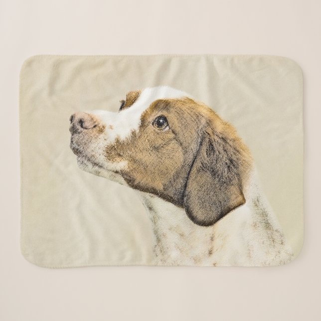 Couverture Sherpa Brittany Paining - Un joli art original de chien (Devant (Horizontal))