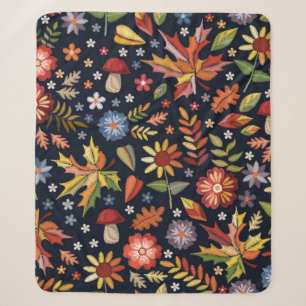 Couverture Sherpa Broderie motif sans couture avec de belles fleurs